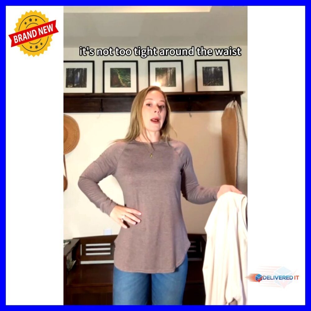 3 Pack Long Sleeve T-Shirts, Raglan Sleeve, Loose Fit, Side Split Hem - Picture 6 of 7